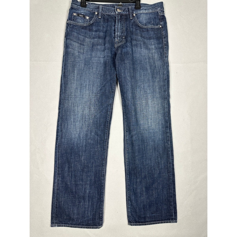 Hugo Boss Jacksons Jeans Mens 36x32 Straight Leg Dark Wash Blue Denim